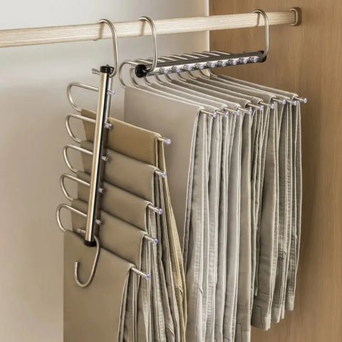 Folding Magic Pants Hangers 5/9layers Stainless Steel Space Saving Clothes Rack Organizer For Wardrobe Jeans Trousers Scarf wiktra