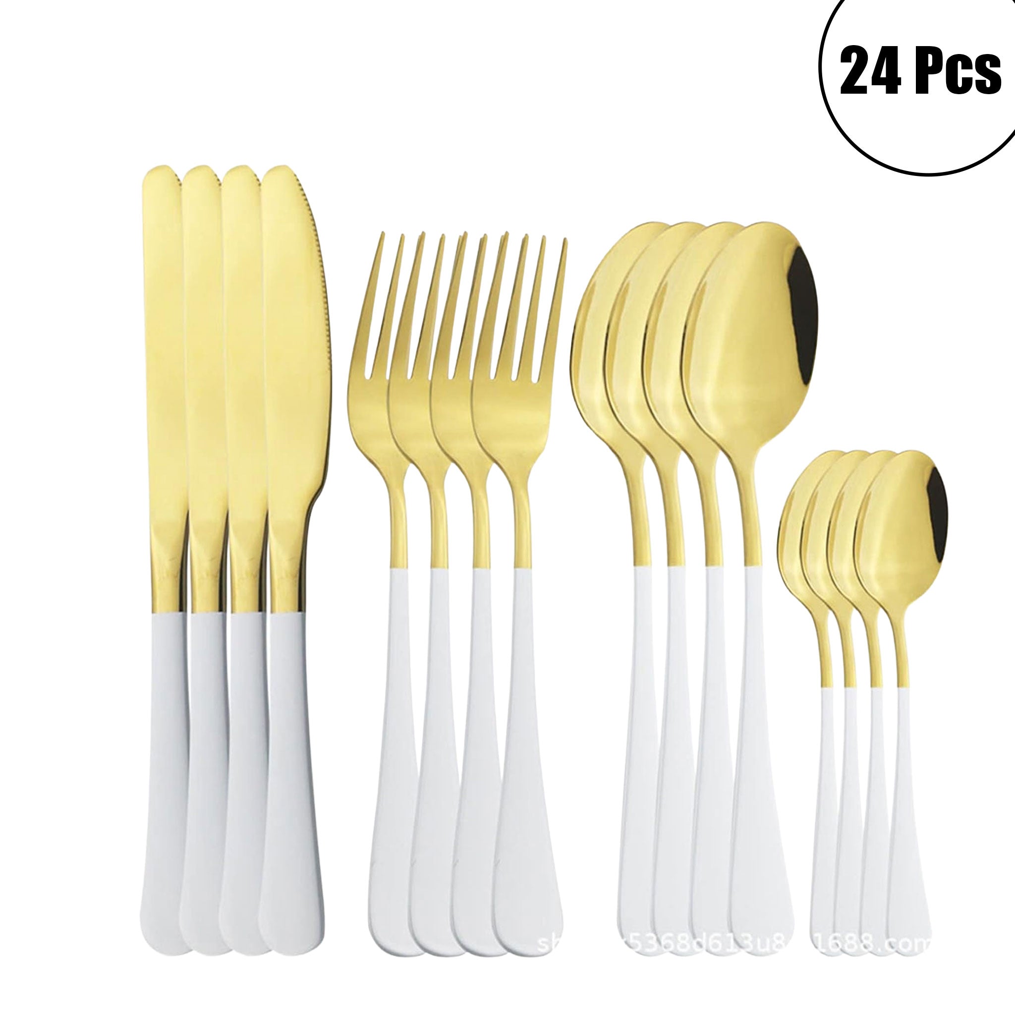 AJOYOUS 24-Piece Stainless Steel Dinnerware Set – Knife, Fork & Spoon Flatware