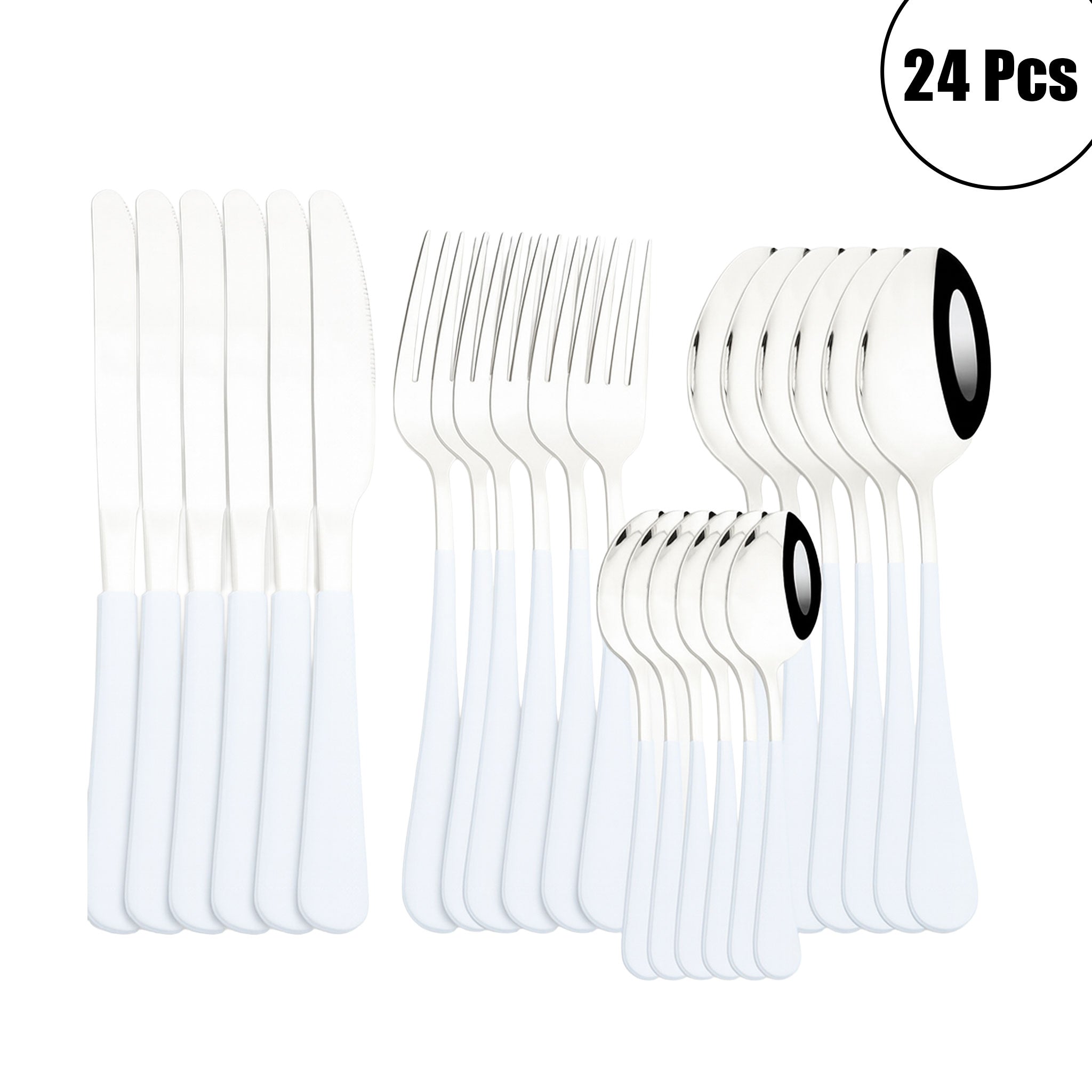 AJOYOUS 24-Piece Stainless Steel Dinnerware Set – Knife, Fork & Spoon Flatware