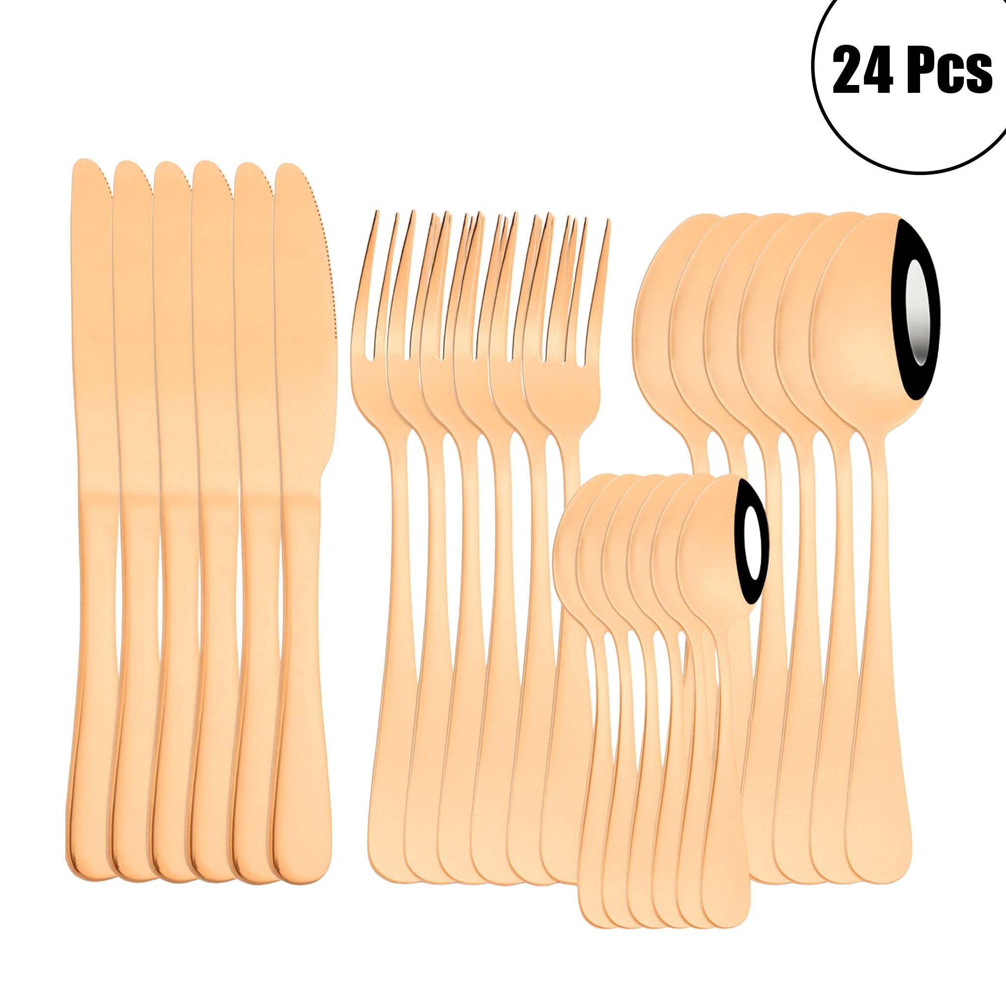 AJOYOUS 24-Piece Stainless Steel Dinnerware Set – Knife, Fork & Spoon Flatware