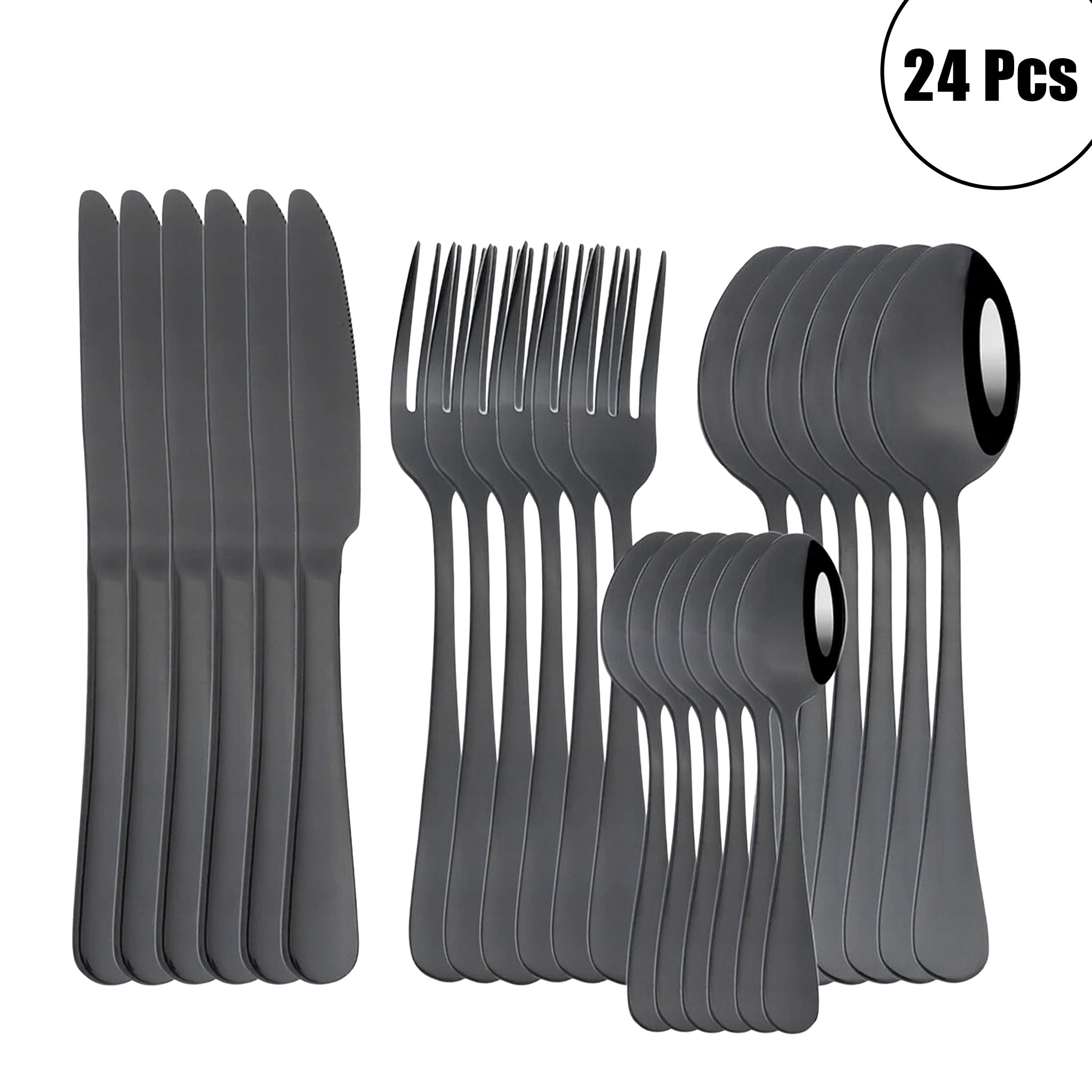 AJOYOUS 24-Piece Stainless Steel Dinnerware Set – Knife, Fork & Spoon Flatware