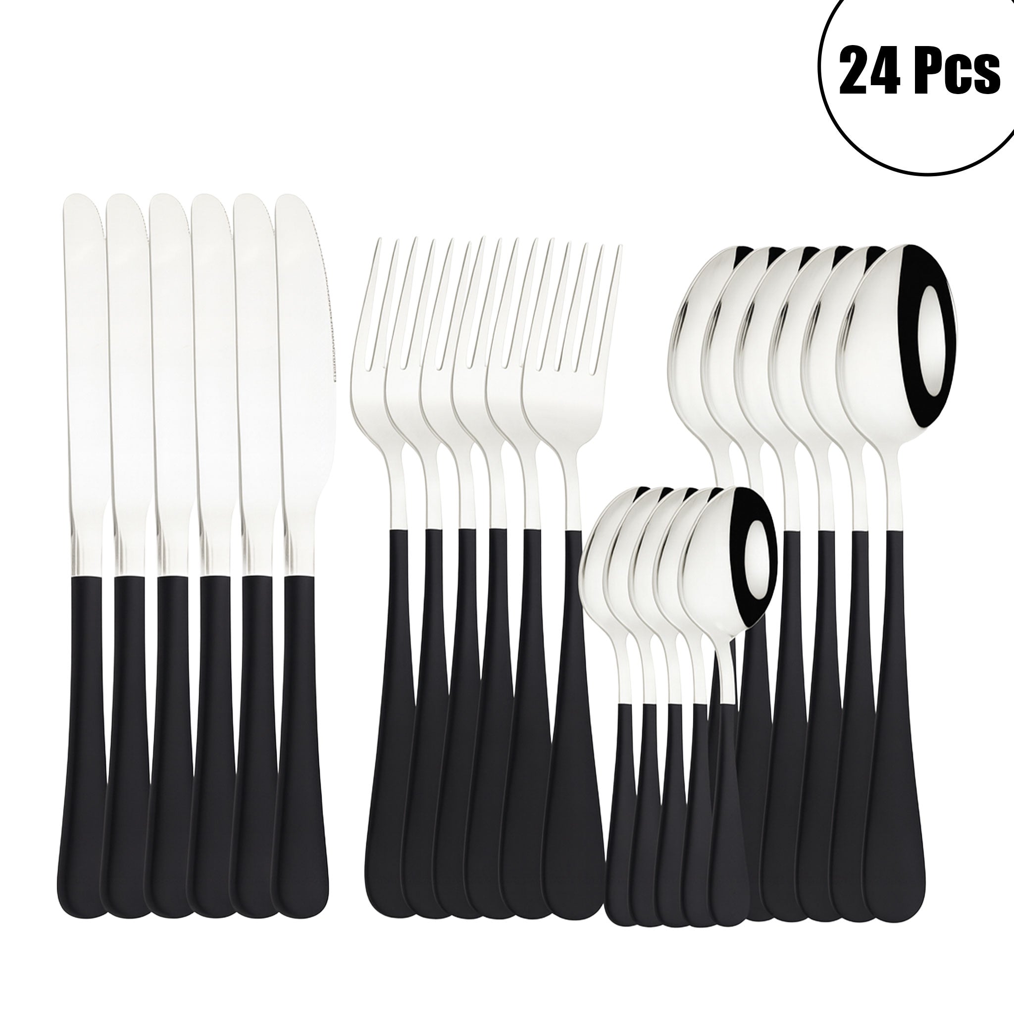 AJOYOUS 24-Piece Stainless Steel Dinnerware Set – Knife, Fork & Spoon Flatware