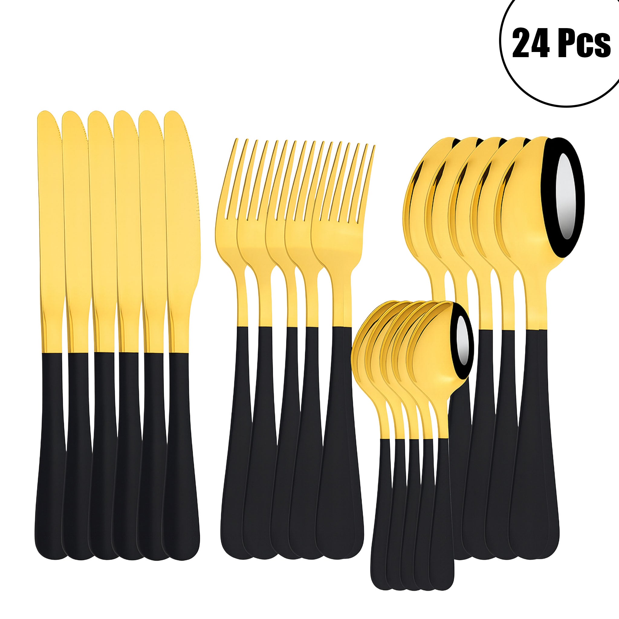 AJOYOUS 24-Piece Stainless Steel Dinnerware Set – Knife, Fork & Spoon Flatware
