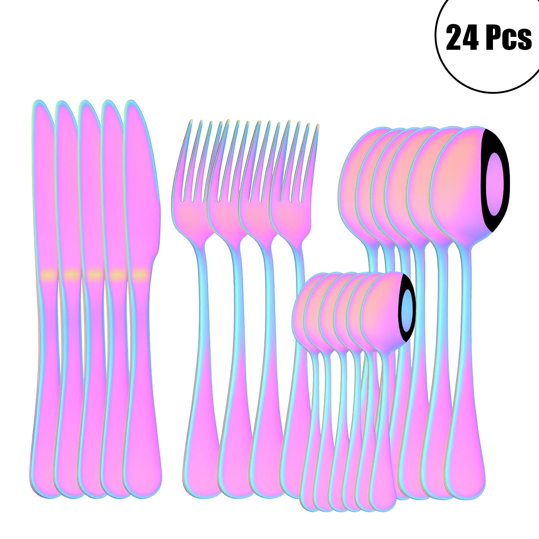 AJOYOUS 24-Piece Stainless Steel Dinnerware Set – Knife, Fork & Spoon Flatware