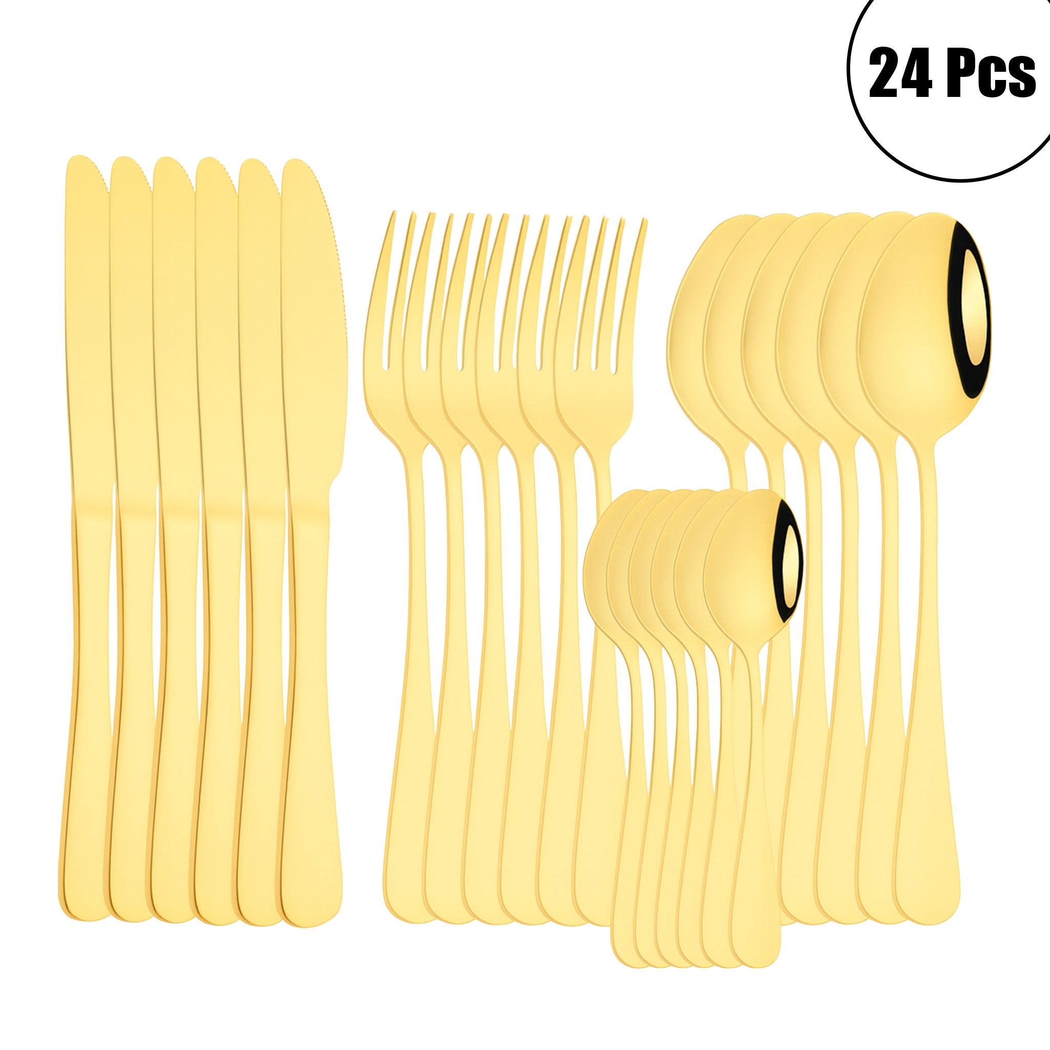 AJOYOUS 24-Piece Stainless Steel Dinnerware Set – Knife, Fork & Spoon Flatware