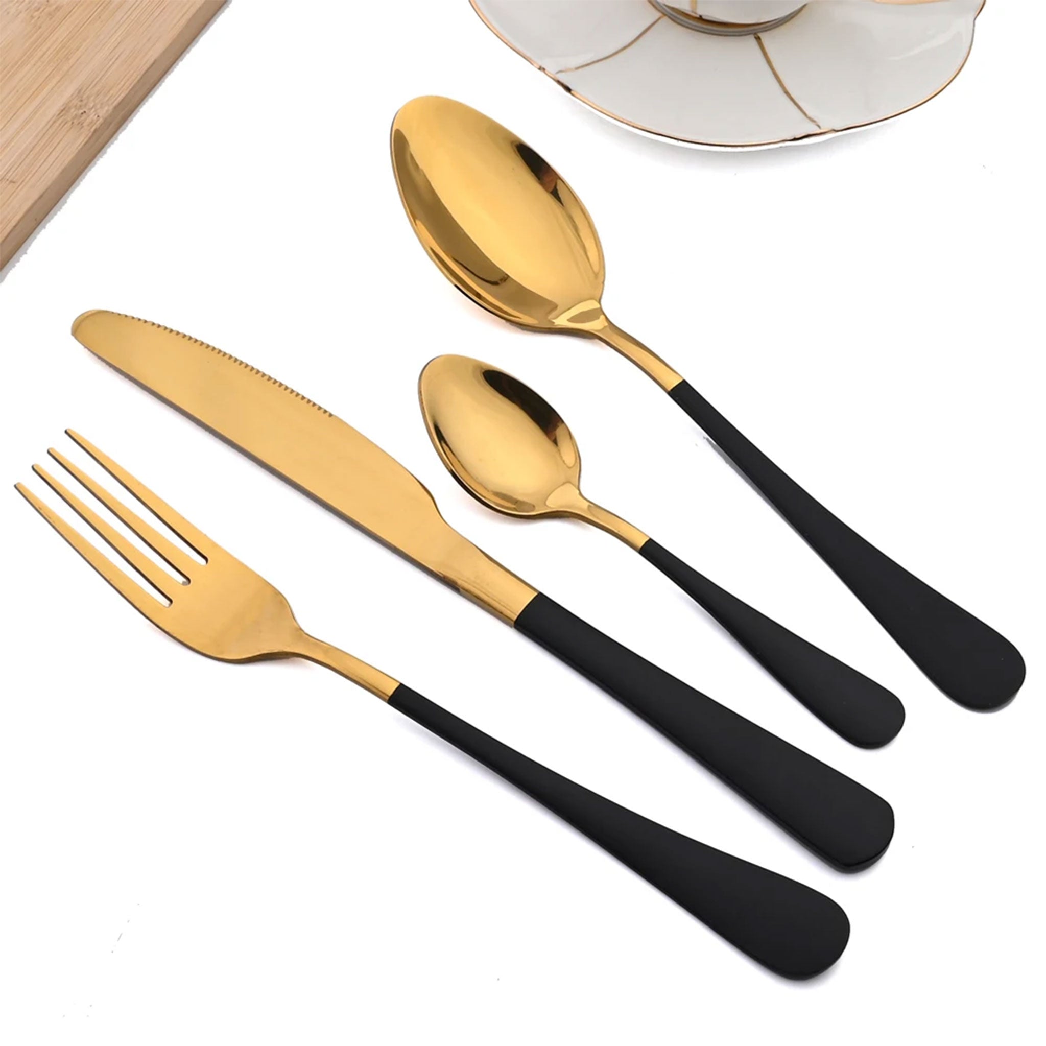 AJOYOUS 24-Piece Stainless Steel Dinnerware Set – Knife, Fork & Spoon Flatware