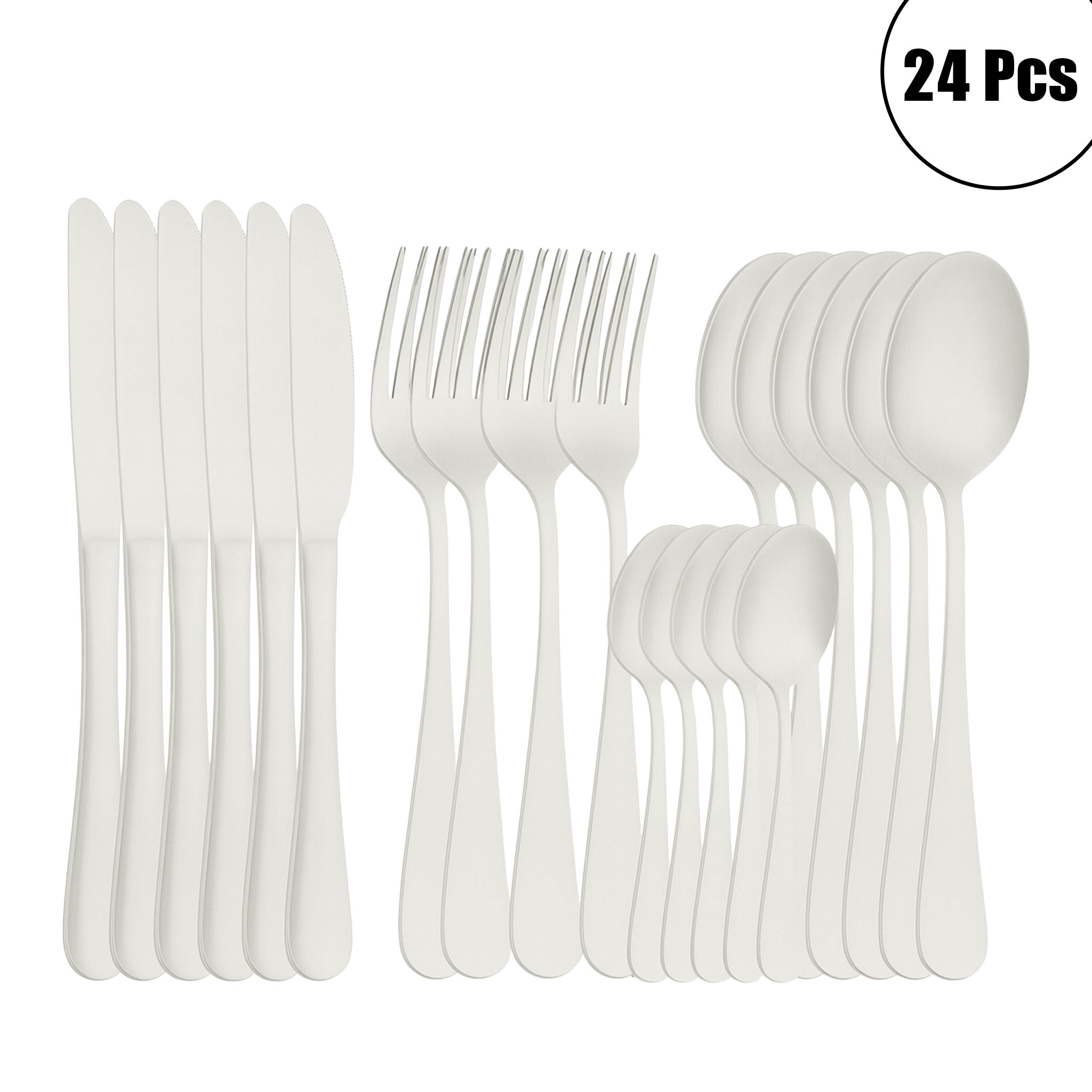 AJOYOUS 24-Piece Stainless Steel Dinnerware Set – Knife, Fork & Spoon Flatware