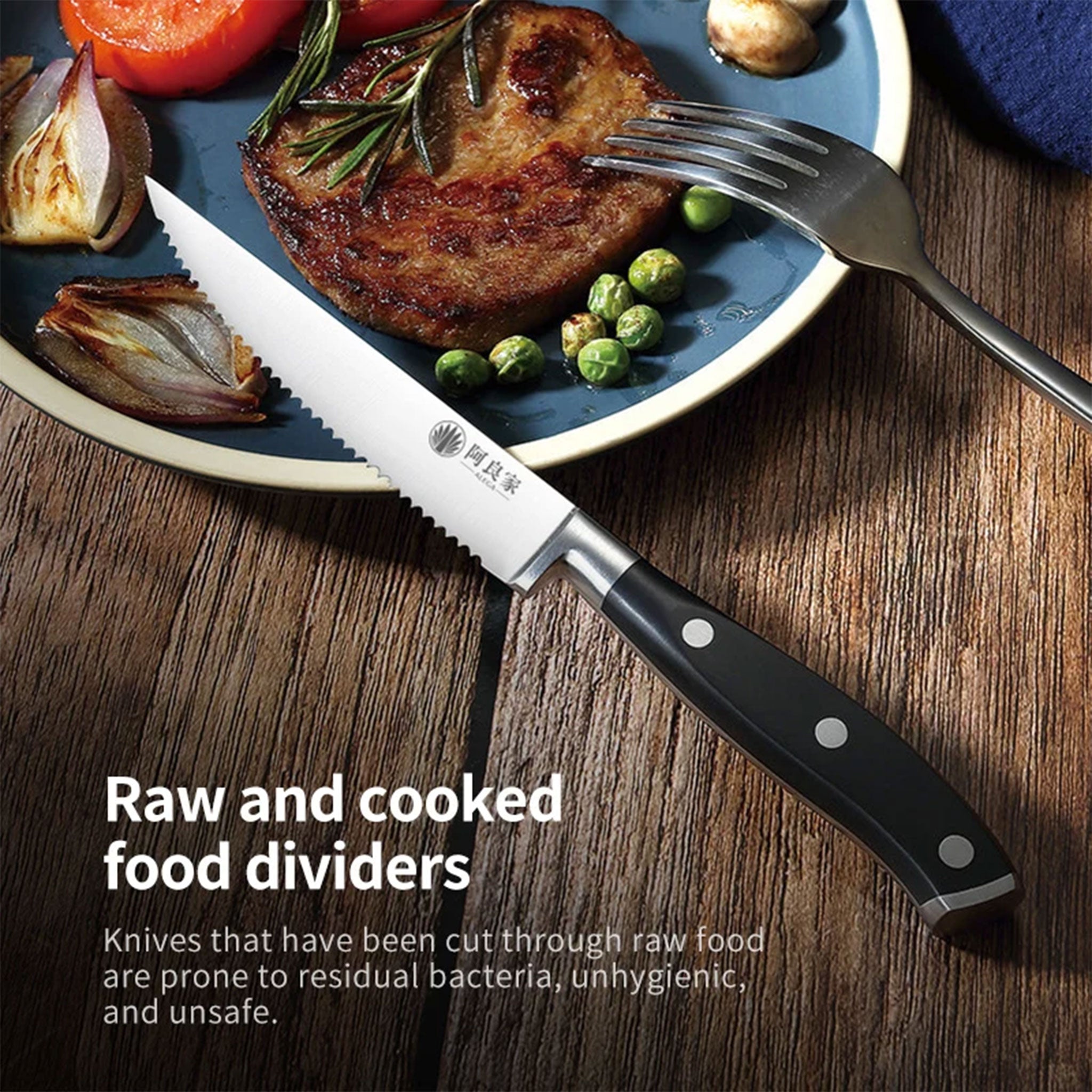 ALEGA 4.5-Inch Western-Style Serrated Steak Table Knife