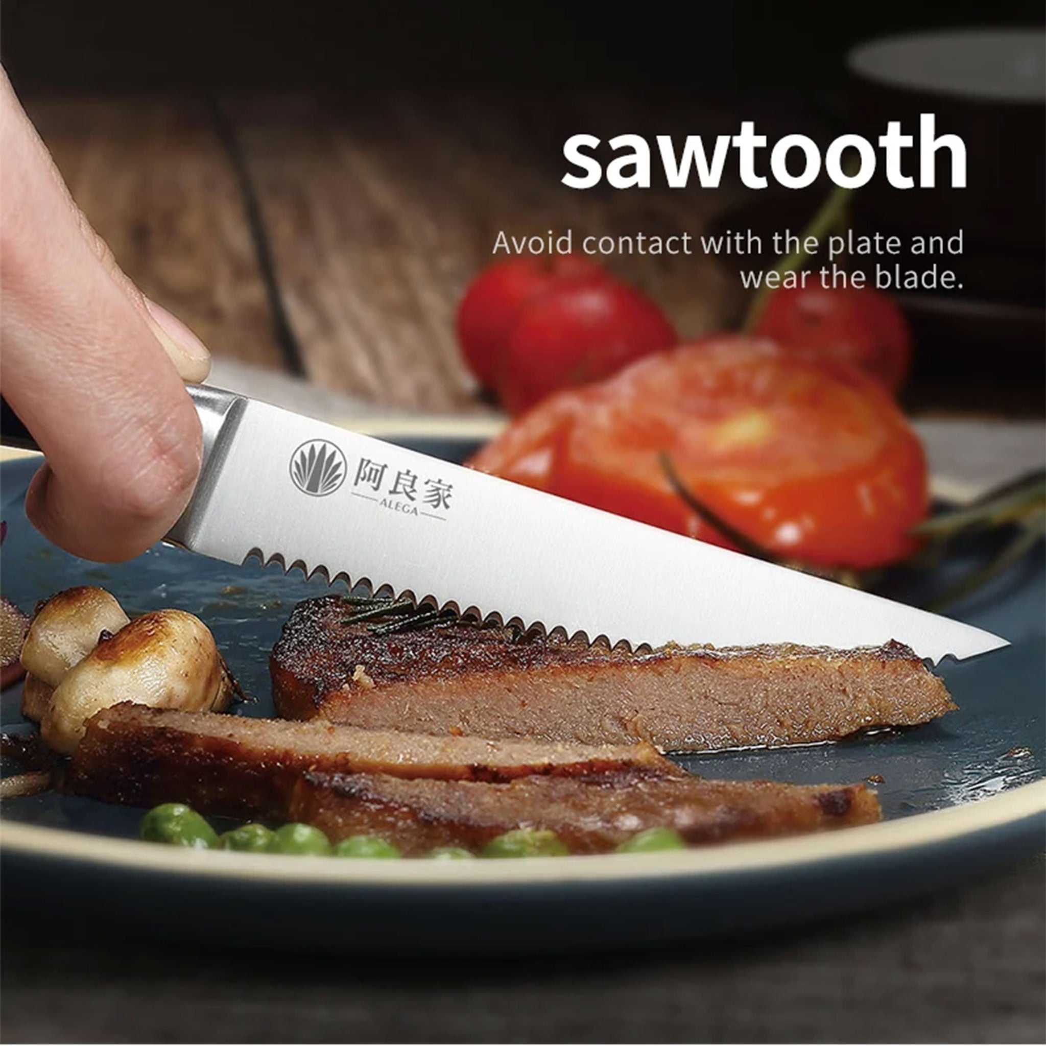 ALEGA 4.5-Inch Western-Style Serrated Steak Table Knife