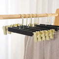 Advanced 10pcs Wooden Hangers Suit Clothes Organizer Closet Pants Hangers Wardrobe Storage Drying Rack Anti Slip Metal Clip wiktra