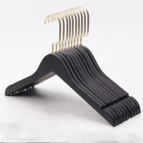 Advanced 10pcs Wooden Hangers Suit Clothes Organizer Closet Pants Hangers Wardrobe Storage Drying Rack Anti Slip Metal Clip