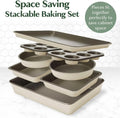 All-In-One Nonstick Bakeware Set, Stackable and Space Saving Design includes Round and Square Pans, Muffin Pans wiktra