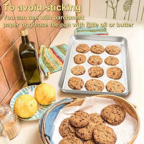 Baking Cookie Sheet Set Of 2, Stainless Steel Baking Sheets Pan Oven Tray, 16X12x1inch, Mirror Finished & Easy Clean wiktra