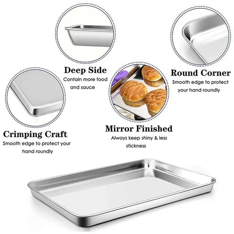 Baking Cookie Sheet Set Of 2, Stainless Steel Baking Sheets Pan Oven Tray, 16X12x1inch, Mirror Finished & Easy Clean wiktra