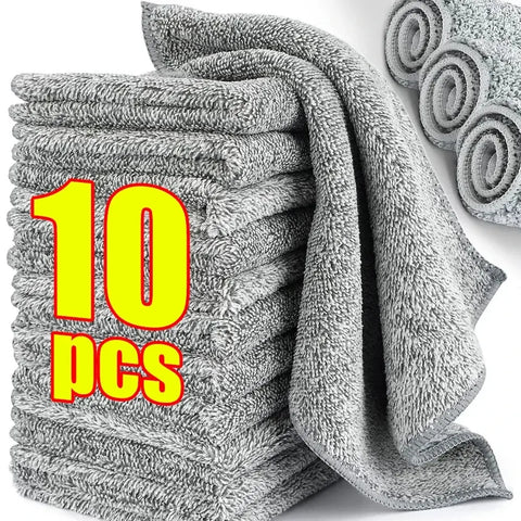 Bamboo Charcoal Cleaning Towel Kitchen Microfiber Cloth Rags Super Absorbent Non-Stick Oil Soft Dish Wipe Household Clean Towel wiktra