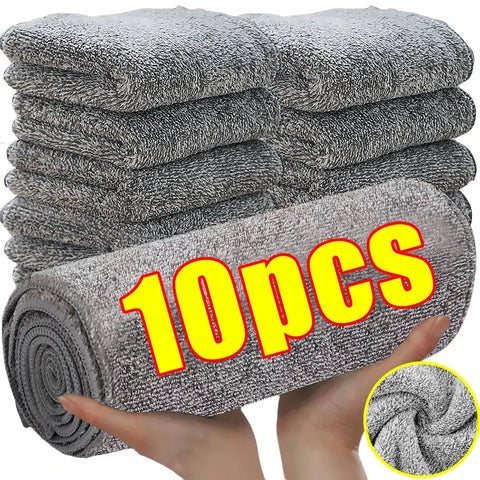 Bamboo Charcoal Cleaning Towel Kitchen Microfiber Cloth Rags Super Absorbent Non-Stick Oil Soft Dish Wipe Household Clean Towel wiktra