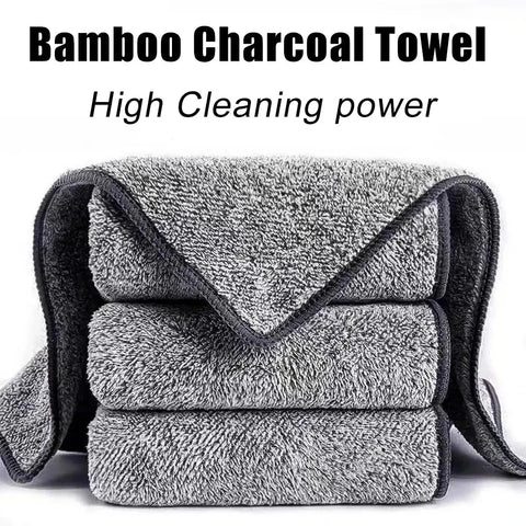 Bamboo Charcoal Cleaning Towel Kitchen Microfiber Cloth Rags Super Absorbent Non-Stick Oil Soft Dish Wipe Household Clean Towel wiktra