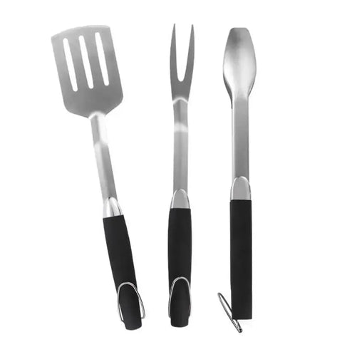 Barbecue Accessories Kit 3pcs Stainless Steel Spatula Tongs Fork With Long Handle Vegetables And Meat Cooking Outdoor Grilling