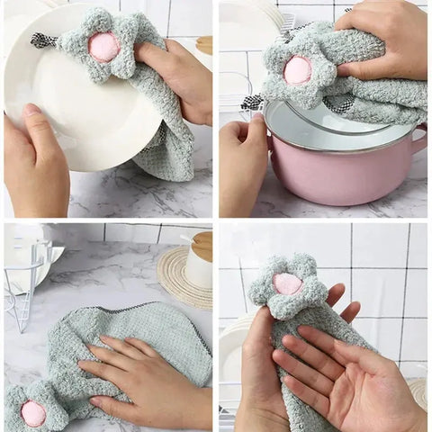 Bathroom Portable Towels Hangable Coral Fleece Absorbent Sun Flower Soft Hand Kitchen Bathroom Cleaning Microfiber Cloth Tools wiktra