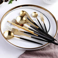 Black Gold Dinnerware Silverware Cutlery Set Knife Fork Spoon Western Tableware Portable Appliance Flatware 304 Stainless Steel wiktra