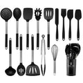 Black Non-stick Silicone Kitchenware Cooking Utensils Set Cookware Spatula Egg Beaters Stainless Steel Handle Kitchen Tool Set wiktra