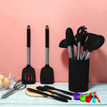 Black Non-stick Silicone Kitchenware Cooking Utensils Set Cookware Spatula Egg Beaters Stainless Steel Handle Kitchen Tool Set wiktra