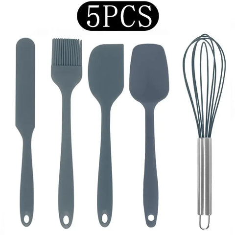 Black Non-stick Silicone Kitchenware Cooking Utensils Set Cookware Spatula Egg Beaters Stainless Steel Handle Kitchen Tool Set