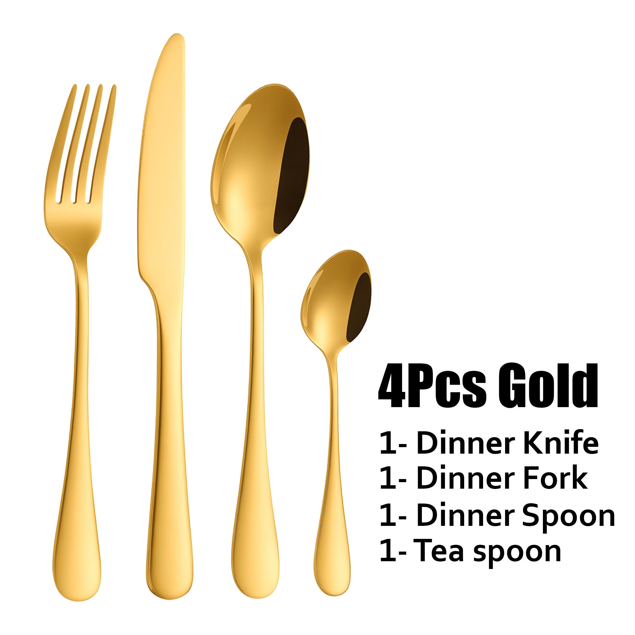 Black & Gold 4-Piece Stainless Steel Cutlery Set