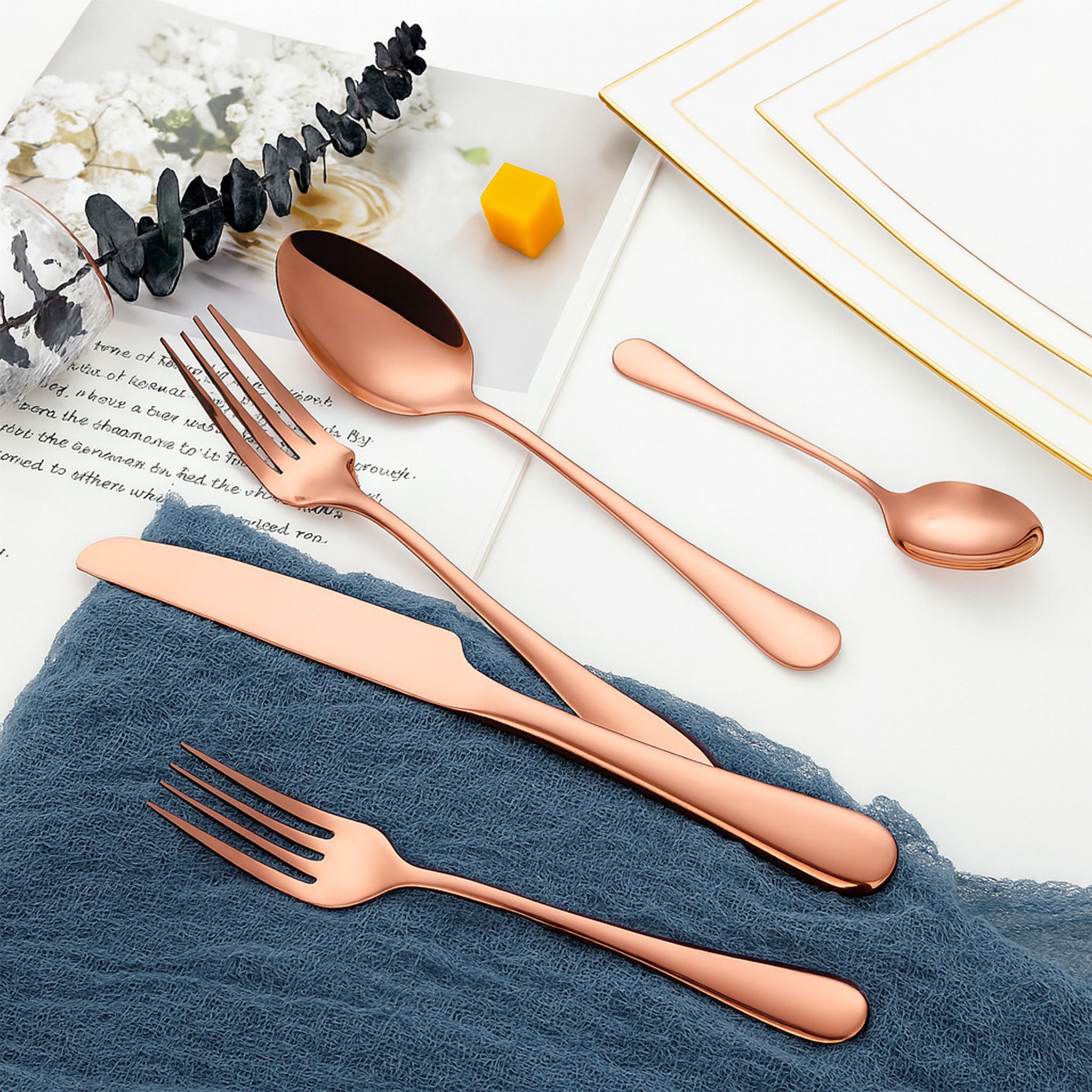 Black & Gold 4-Piece Stainless Steel Cutlery Set