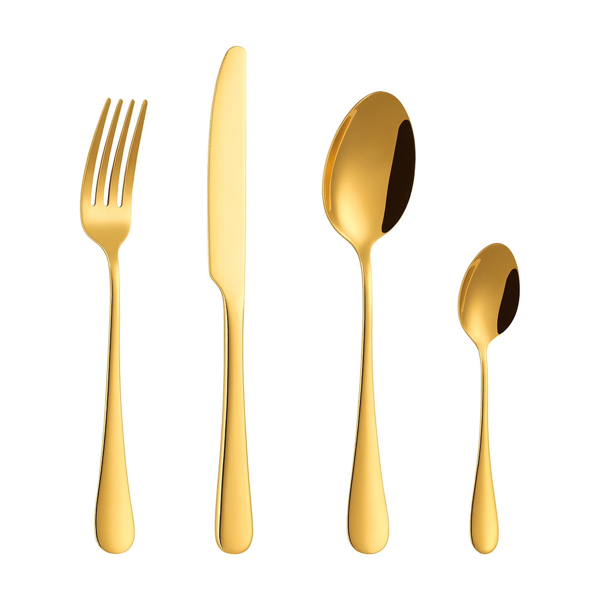 Black & Gold 4-Piece Stainless Steel Cutlery Set