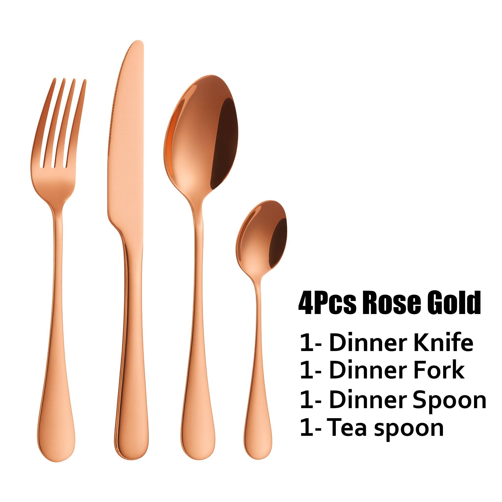 Black & Gold 4-Piece Stainless Steel Cutlery Set