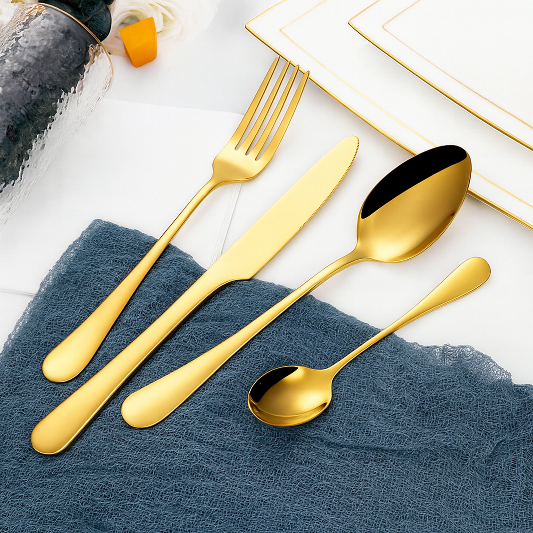 Black & Gold 4-Piece Stainless Steel Cutlery Set