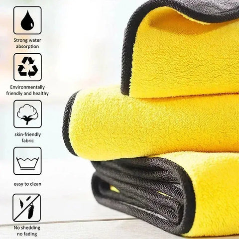 Car Wash Microfiber Towel Super Absorbent Car Cleaning Drying Cloth Kitchen Washing Towels Double Layer Household Cleaning Tool wiktra