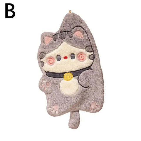 Cartoon Cat Hand Towels Hanging Absorbent Cute Animal Bathing Children Towel Wipe Dry Quick Kitchen Soft Kids Cloth Towel Q7Y4