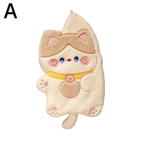 Cartoon Cat Hand Towels Hanging Absorbent Cute Animal Bathing Children Towel Wipe Dry Quick Kitchen Soft Kids Cloth Towel Q7Y4