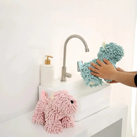 Cartoon Dog Chenille Hand-Wiping Doll, Kitchen And Bathroom Multifunctional Cartoon Animal Creative Hand-Wiping Towel Plush Toy wiktra