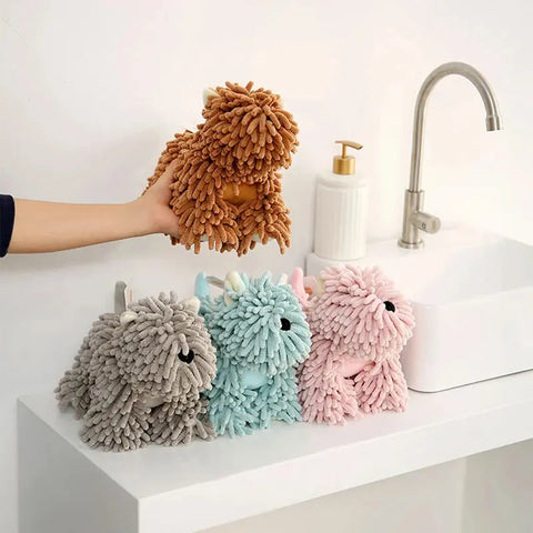 Cartoon Dog Chenille Hand-Wiping Doll, Kitchen And Bathroom Multifunctional Cartoon Animal Creative Hand-Wiping Towel Plush Toy wiktra