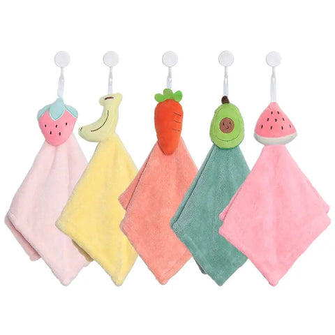 Cartoon Hanging Towel For Children Water Absorption Kitchen Bathroom Household Hand Quick Drying 2Pcs wiktra