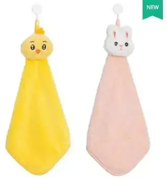 Cartoon Hanging Towel For Children Water Absorption Kitchen Bathroom Household Hand Quick Drying 2Pcs