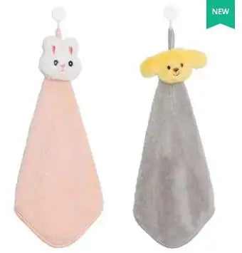 Cartoon Hanging Towel For Children Water Absorption Kitchen Bathroom Household Hand Quick Drying 2Pcs