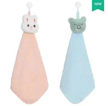 Cartoon Hanging Towel For Children Water Absorption Kitchen Bathroom Household Hand Quick Drying 2Pcs