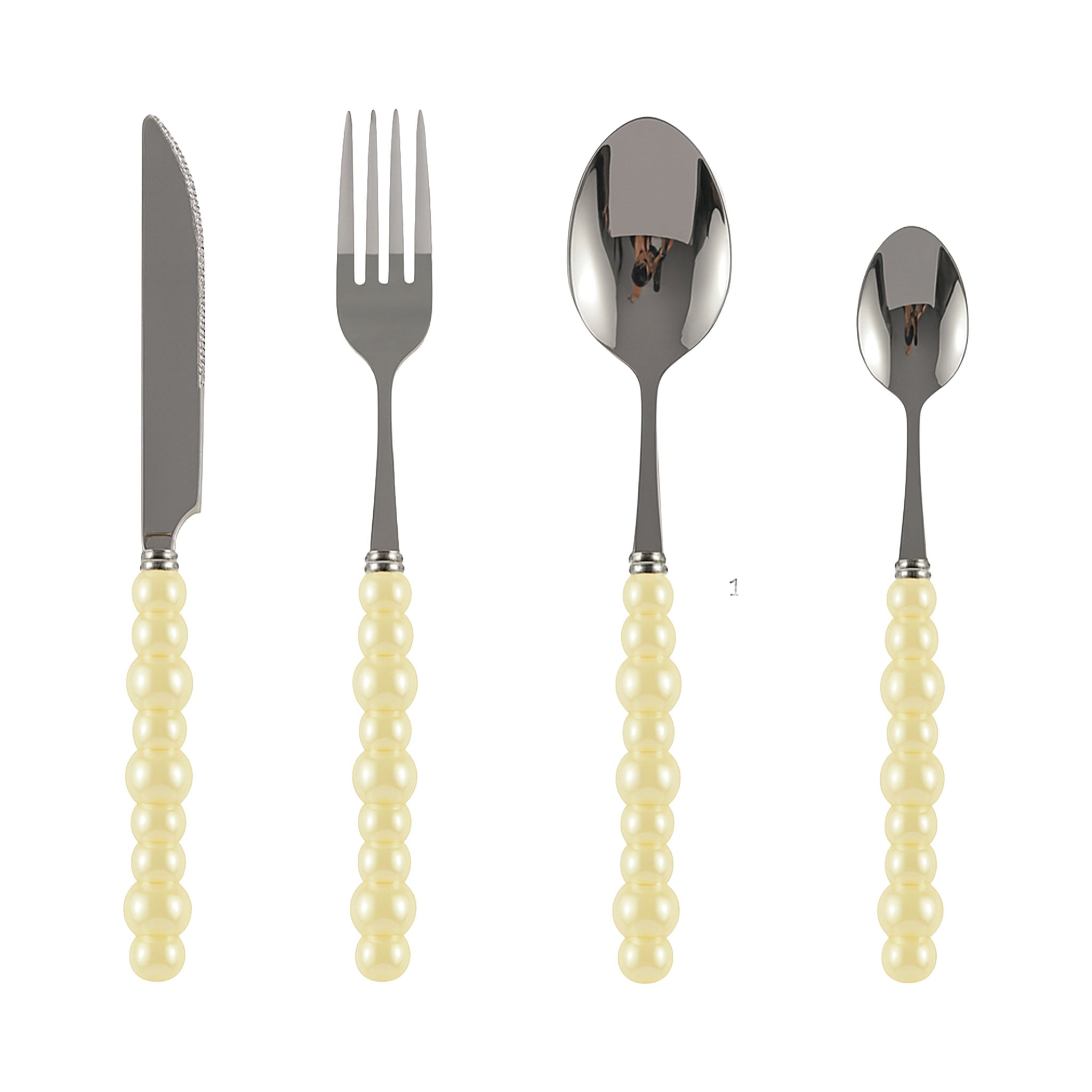 Ceramic Pearl Handle Cutlery Set – Knife, Fork & Spoons
