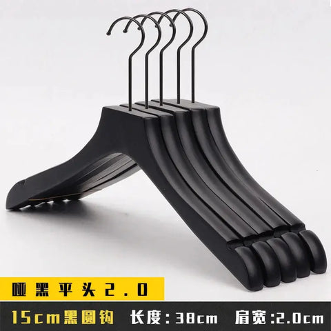 Clothing store special solid wood black hanger, women's non-slip wooden headgear hanging support pants clip pants hanger