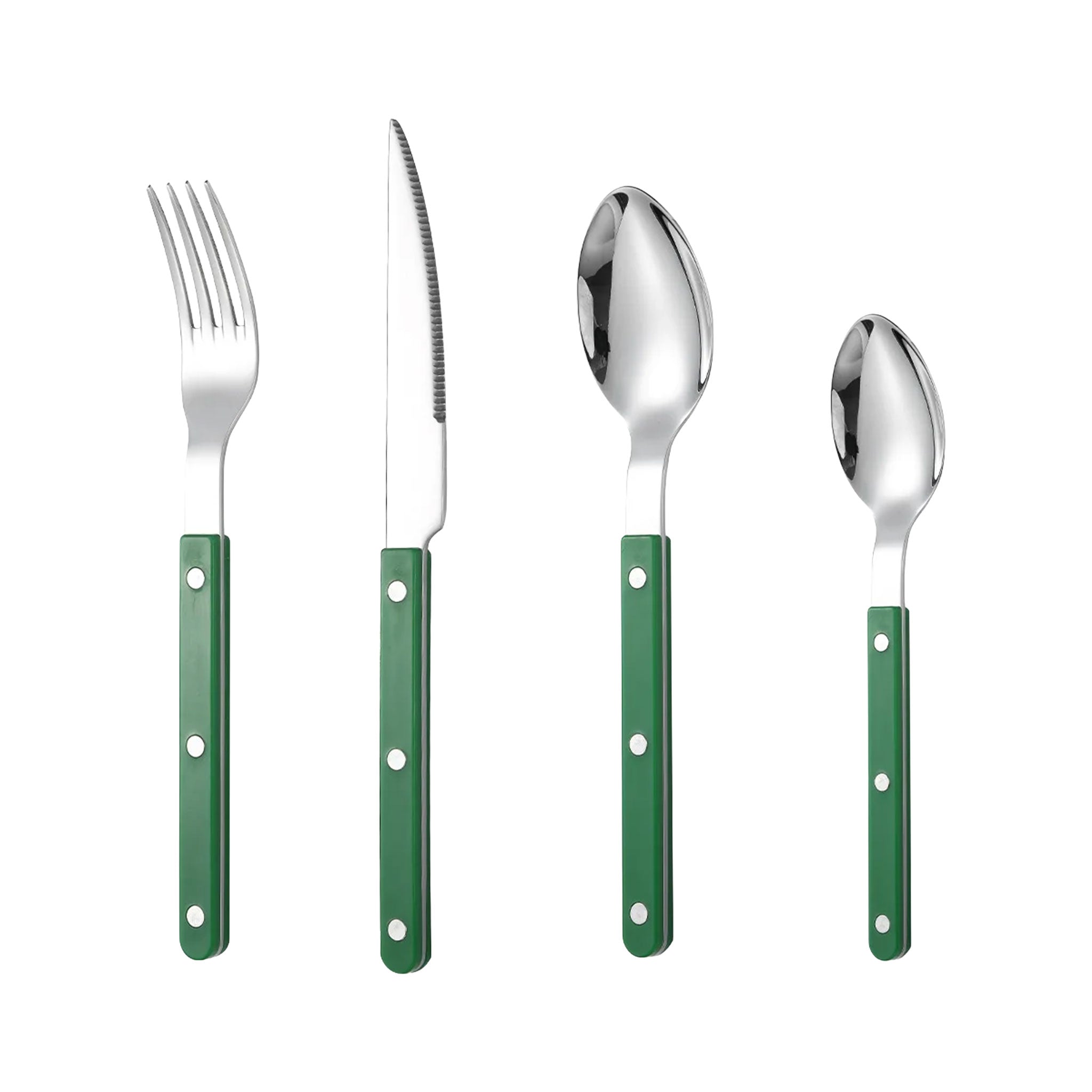 Colorful Handle 304 Stainless Steel Cutlery Set – Knife, Fork & Spoon