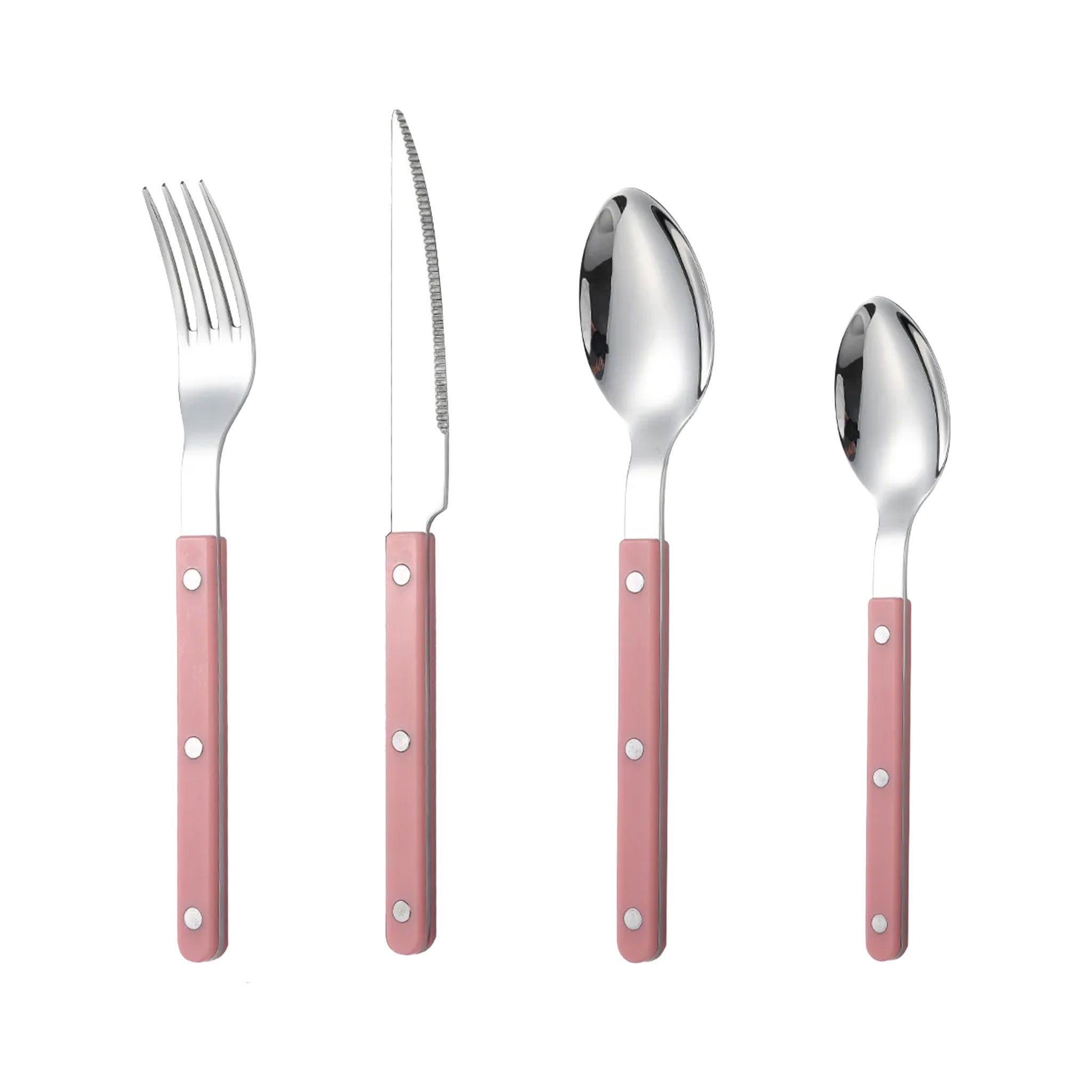Colorful Handle 304 Stainless Steel Cutlery Set – Knife, Fork & Spoon