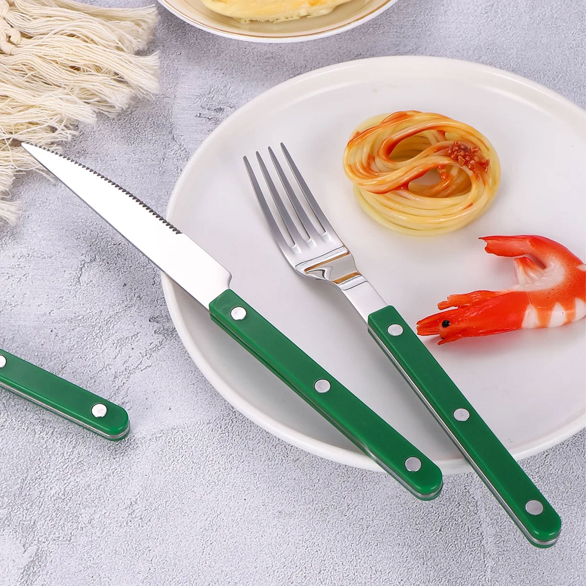 Colorful Handle 304 Stainless Steel Cutlery Set – Knife, Fork & Spoon