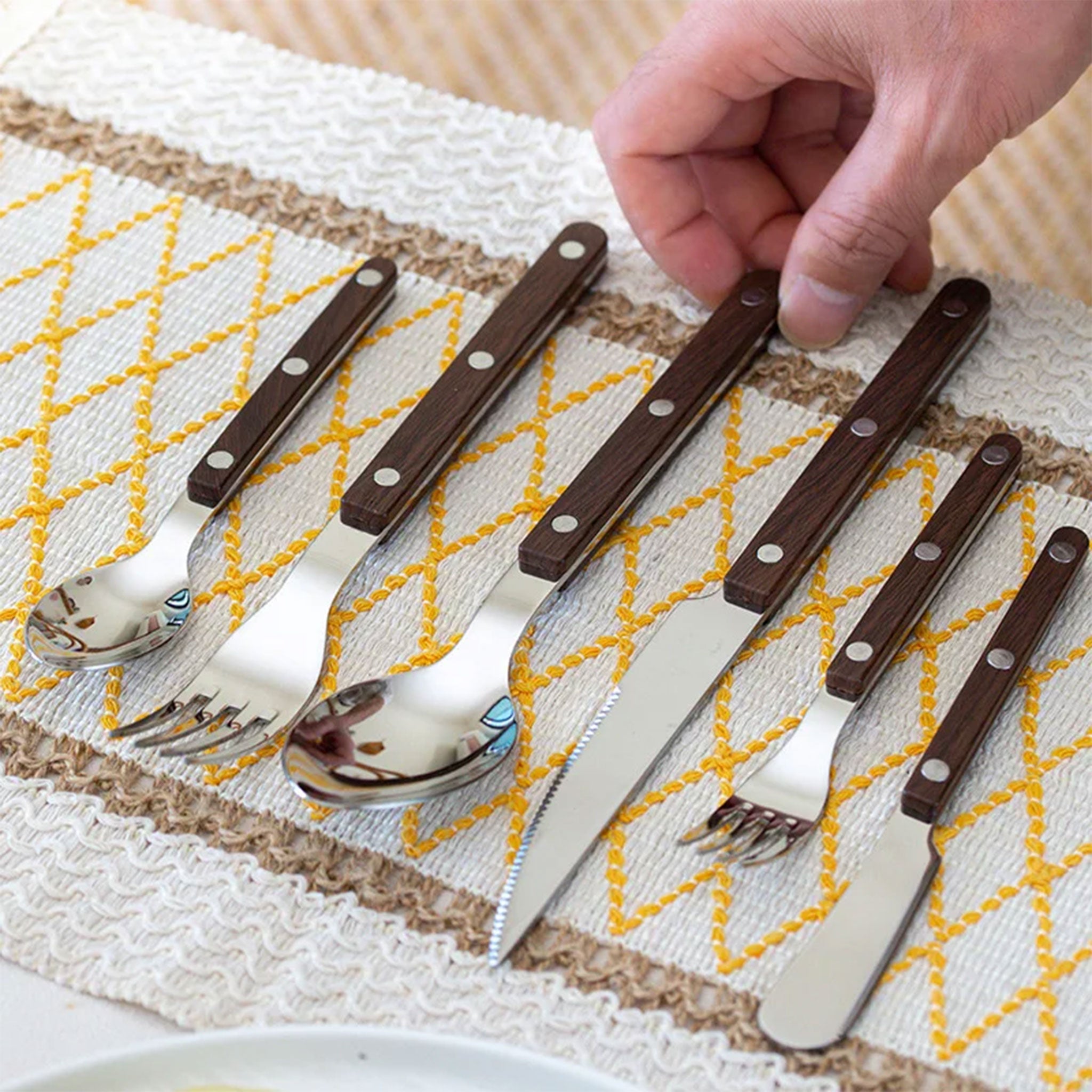 Colorful Handle 304 Stainless Steel Cutlery Set – Knife, Fork & Spoon