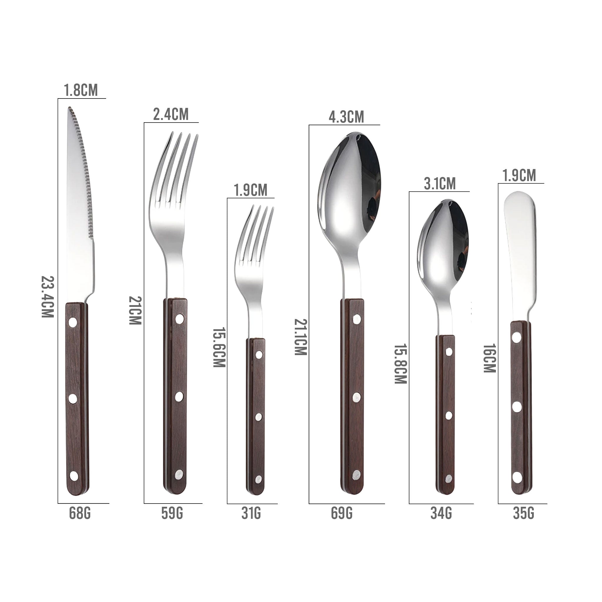 Colorful Handle 304 Stainless Steel Cutlery Set – Knife, Fork & Spoon