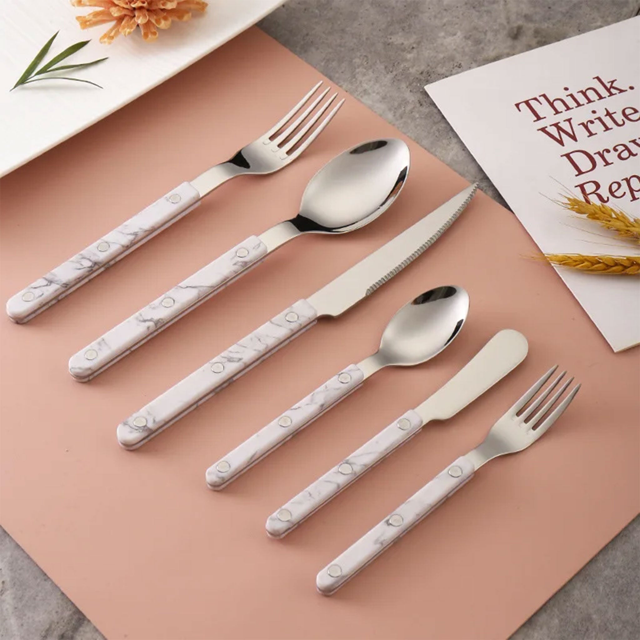 Colorful Handle 304 Stainless Steel Cutlery Set – Knife, Fork & Spoon