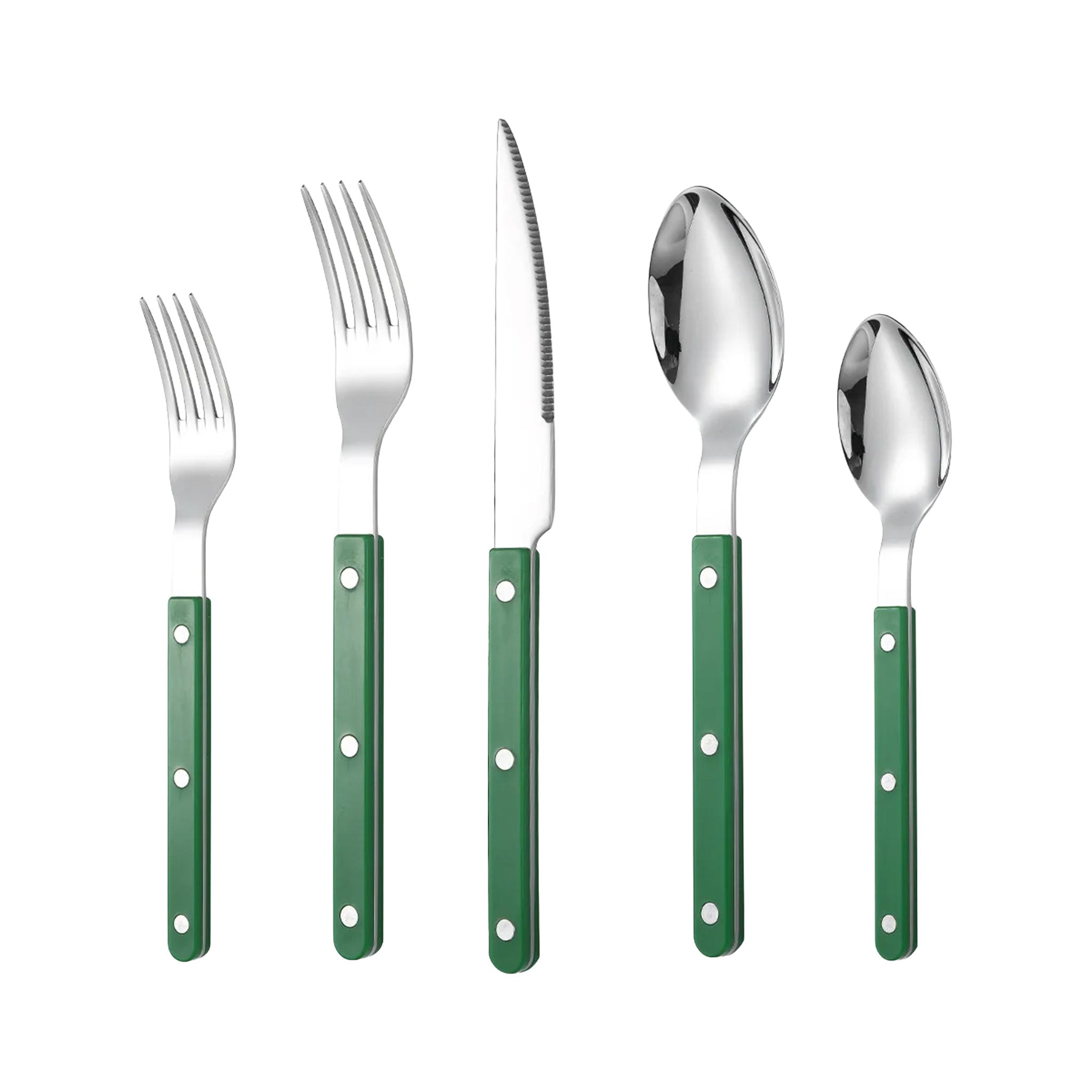 Colorful Handle 304 Stainless Steel Cutlery Set – Knife, Fork & Spoon